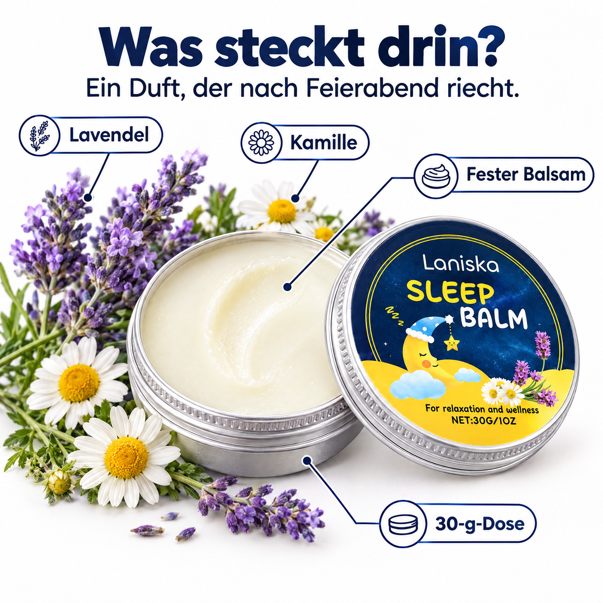 Lavendel, Kamille, fester Balsam